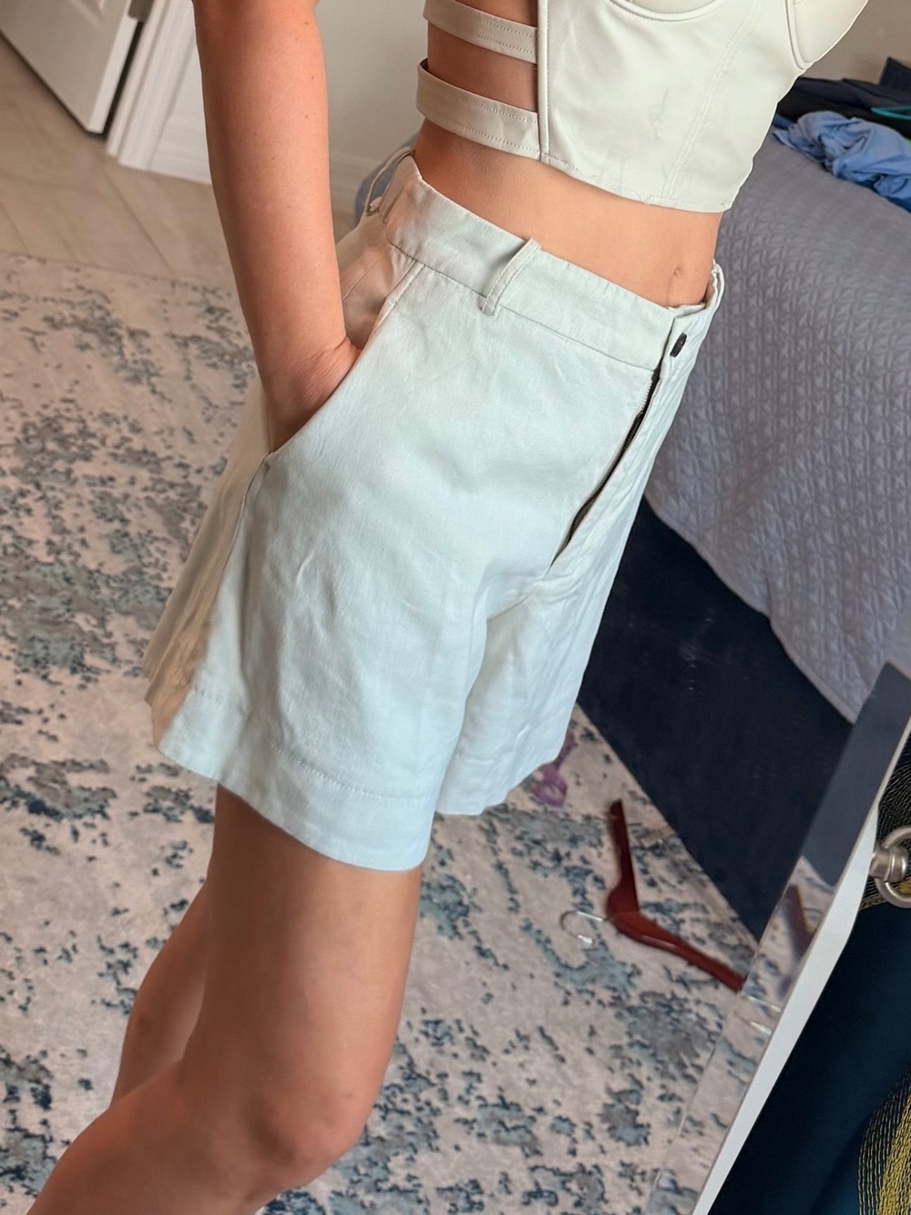 Vanessa Bruno Pale Mint High-Waist Tailored Shorts